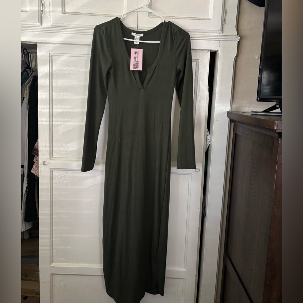Fashion Nova Green Long Sleeve Bodycon Dress